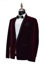Load image into Gallery viewer, Men Burgundy Smoking Jackets Dinner Party Wear Coats
