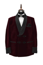 Load image into Gallery viewer, Men Burgundy Smoking Jacket Dinner Party Wear Blazer - TrendsfashionIN
