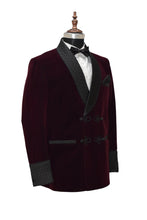 Load image into Gallery viewer, Men Burgundy Smoking Jacket Dinner Party Wear Blazer Coat - TrendsfashionIN
