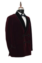 Load image into Gallery viewer, Men Burgundy Smoking Jacket Dinner Party Wear Blazer - TrendsfashionIN
