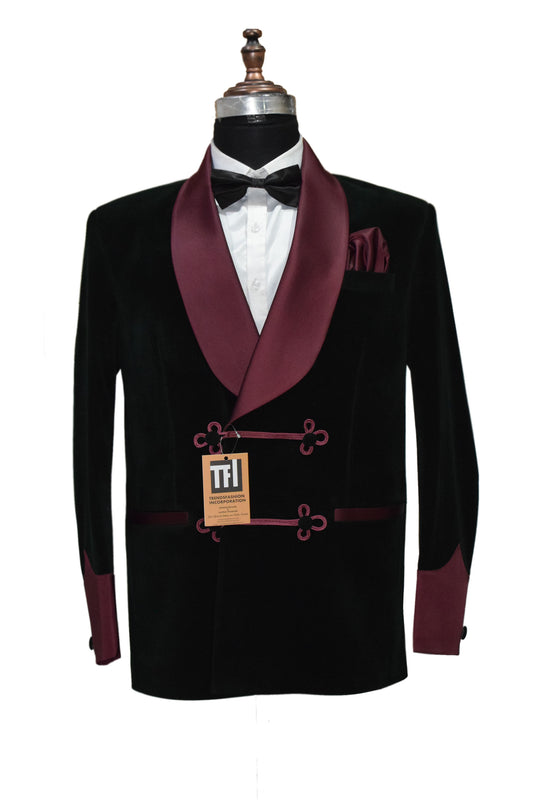 Men Green Smoking Jacket Blazers Dinner Party Wear Blazers - TrendsfashionIN