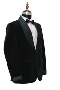 Men Green Smoking Jacket Dinner Party Wear Blazer - TrendsfashionIN