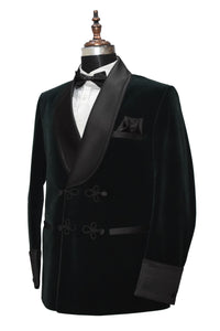 Men Green Smoking Jacket Dinner Party Wear Wedding Blazer - TrendsfashionIN