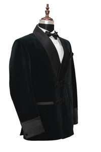 Men Green Smoking Jacket Dinner Party Wear Wedding Blazer - TrendsfashionIN