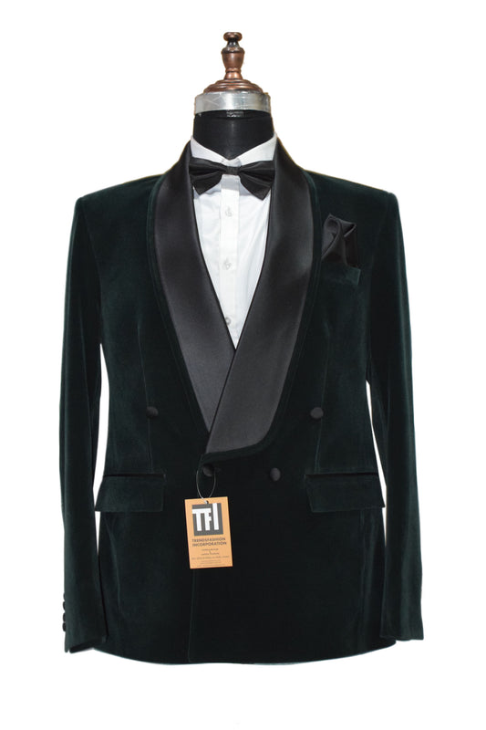 Men Green Smoking Jackets Dinner Party Wear Coats - TrendsfashionIN