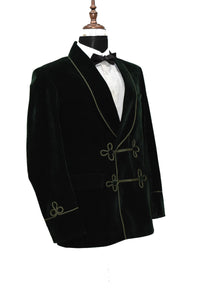 Men Green Smoking Jacket Wedding Party Wear Blazer - TrendsfashionIN