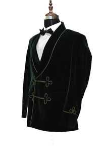 Men Green Smoking Jacket Wedding Party Wear Blazer - TrendsfashionIN