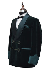 Men Green Smoking Jacket Dinner Party Wear Wedding Blazer - TrendsfashionIN