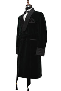 Men Green Smoking Jacket Wedding Party Wear Long Coat - TrendsfashionIN