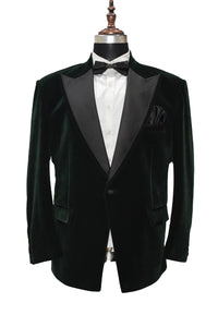 Men Green Smoking Jacket Dinner Party Wear Coat - TrendsfashionIN