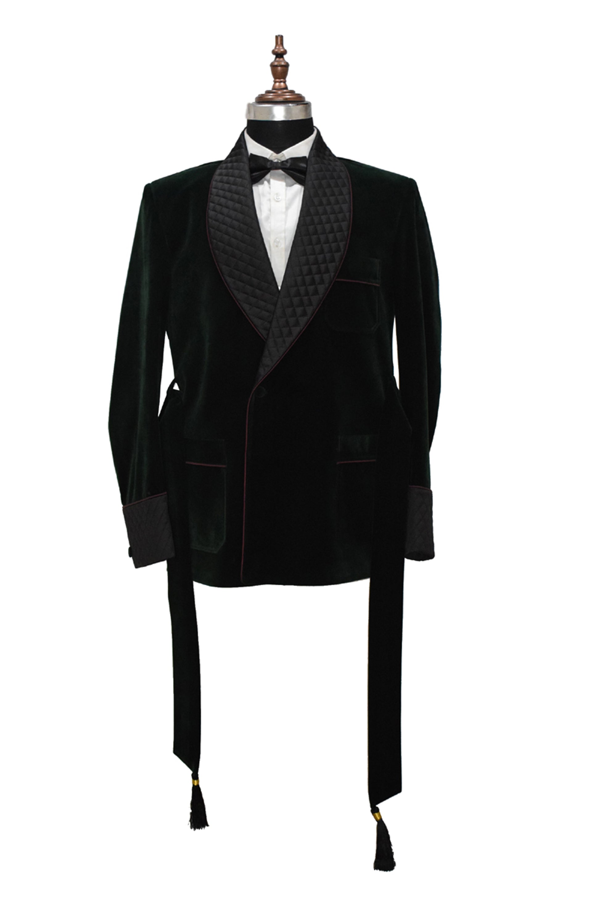 Men Green Smoking Jacket Dinner Party Wear Coat - TrendsfashionIN