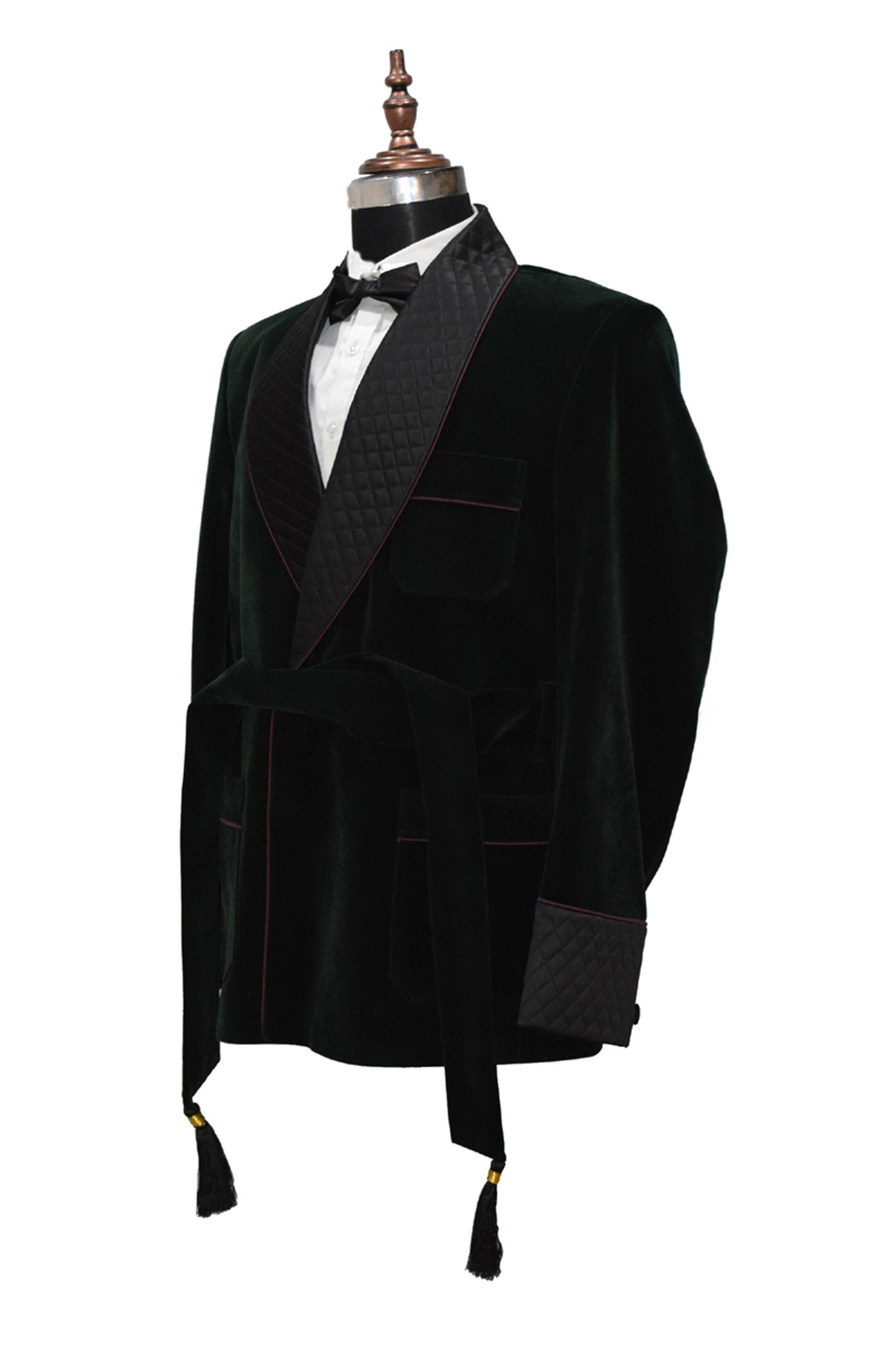 Men Green Smoking Jacket Dinner Party Wear Coat - TrendsfashionIN