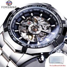 Load image into Gallery viewer, Forsining 2021 Stainless Steel Waterproof Mens Skeleton Watches Top Brand Luxury Transparent Mechanical Sport Male Wrist Watches

