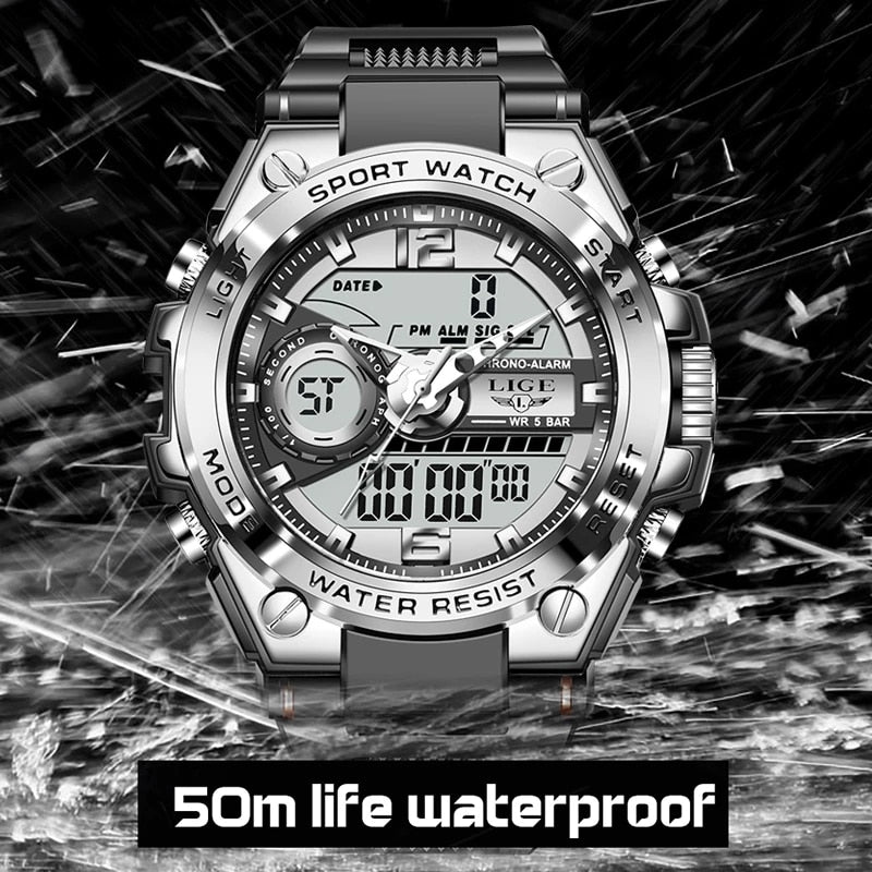 Men Military Watch 50m Waterproof Wristwatch LED Quartz - TrendsfashionIN