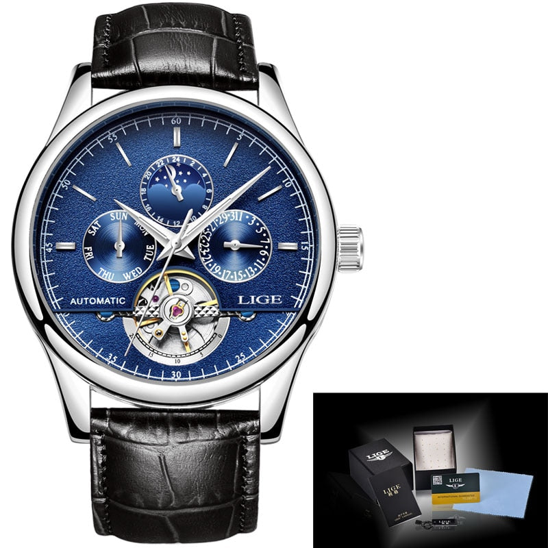 Men Watch Automatic Mechanical Leather Waterproof - TrendsfashionIN