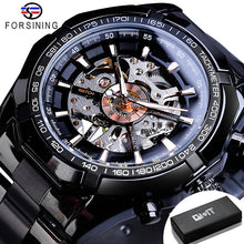 Load image into Gallery viewer, Forsining 2021 Stainless Steel Waterproof Mens Skeleton Watches Top Brand Luxury Transparent Mechanical Sport Male Wrist Watches
