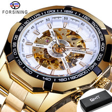 Load image into Gallery viewer, Forsining 2021 Stainless Steel Waterproof Mens Skeleton Watches Top Brand Luxury Transparent Mechanical Sport Male Wrist Watches
