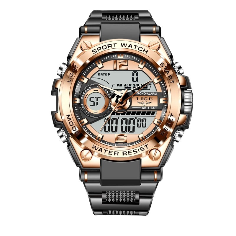 Men Military Watch 50m Waterproof Wristwatch LED Quartz - TrendsfashionIN