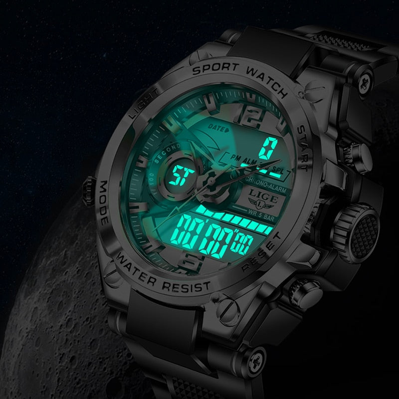 Men Military Watch 50m Waterproof Wristwatch LED Quartz - TrendsfashionIN