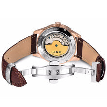 Load image into Gallery viewer, Relogio Masculin LIGE New Mens Watches Top Brand Luxury Automatic Mechanical Watch Men Leather Waterproof Watch Week Clock+Boxo
