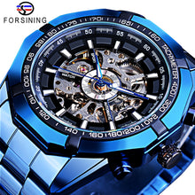 Load image into Gallery viewer, Forsining 2021 Stainless Steel Waterproof Mens Skeleton Watches Top Brand Luxury Transparent Mechanical Sport Male Wrist Watches
