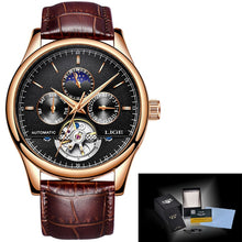 Load image into Gallery viewer, Relogio Masculin LIGE New Mens Watches Top Brand Luxury Automatic Mechanical Watch Men Leather Waterproof Watch Week Clock+Boxo
