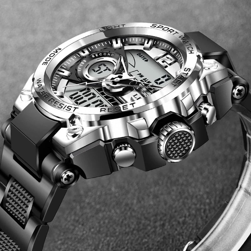 Men Military Watch 50m Waterproof Wristwatch LED Quartz - TrendsfashionIN
