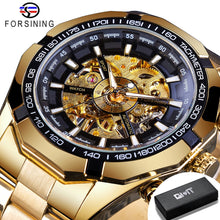 Load image into Gallery viewer, Forsining 2021 Stainless Steel Waterproof Mens Skeleton Watches Top Brand Luxury Transparent Mechanical Sport Male Wrist Watches
