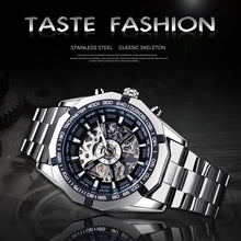 Load image into Gallery viewer, Forsining 2021 Stainless Steel Waterproof Mens Skeleton Watches Top Brand Luxury Transparent Mechanical Sport Male Wrist Watches
