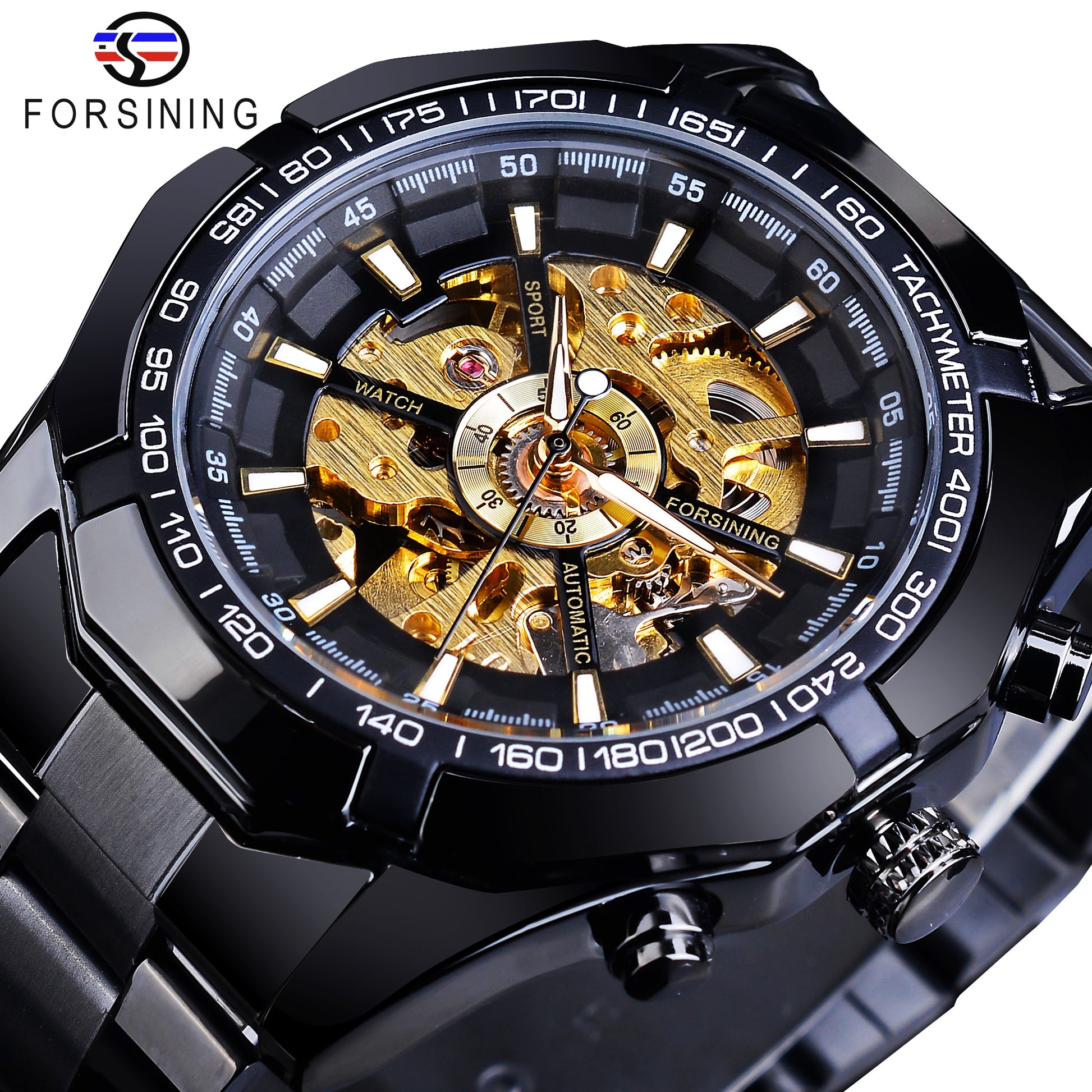 Mens Skeleton Watch Stainless Steel Waterproof watch - TrendsfashionIN