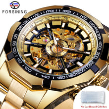 Load image into Gallery viewer, Forsining 2021 Stainless Steel Waterproof Mens Skeleton Watches Top Brand Luxury Transparent Mechanical Sport Male Wrist Watches
