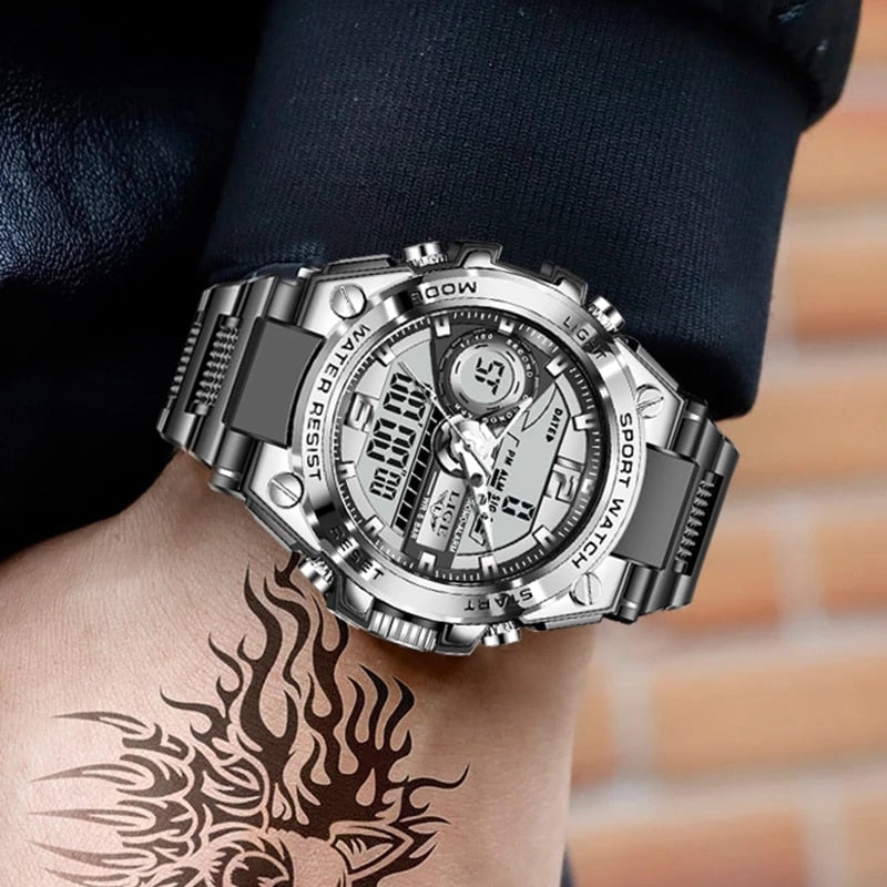 Men Military Watch 50m Waterproof Wristwatch LED Quartz - TrendsfashionIN