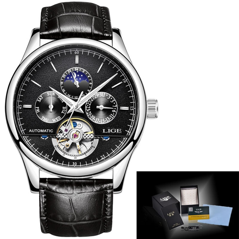 Men Watch Automatic Mechanical Leather Waterproof - TrendsfashionIN