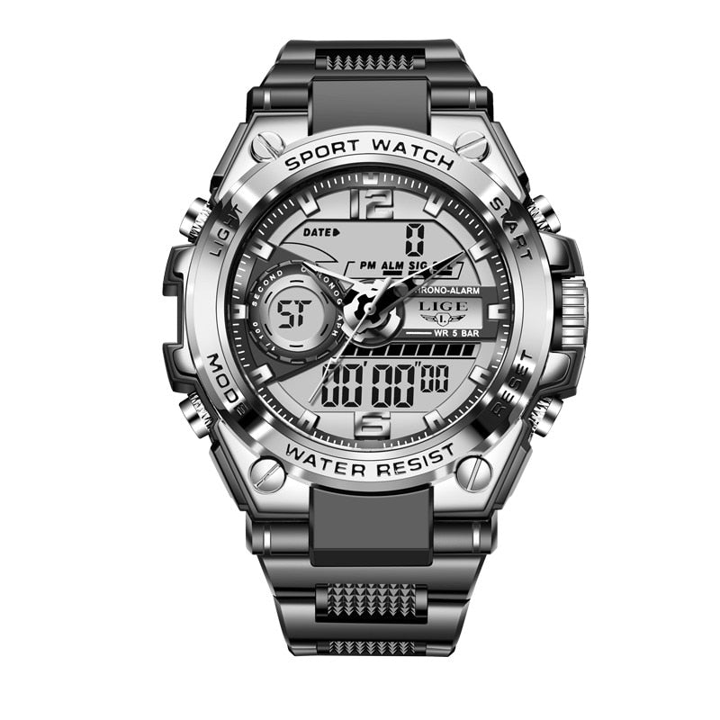 Men Military Watch 50m Waterproof Wristwatch LED Quartz - TrendsfashionIN