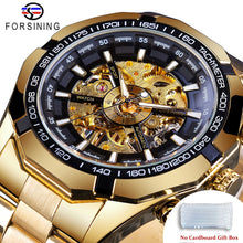 Load image into Gallery viewer, Forsining 2021 Stainless Steel Waterproof Mens Skeleton Watches Top Brand Luxury Transparent Mechanical Sport Male Wrist Watches
