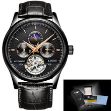 Load image into Gallery viewer, Relogio Masculin LIGE New Mens Watches Top Brand Luxury Automatic Mechanical Watch Men Leather Waterproof Watch Week Clock+Boxo
