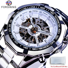 Load image into Gallery viewer, Forsining 2021 Stainless Steel Waterproof Mens Skeleton Watches Top Brand Luxury Transparent Mechanical Sport Male Wrist Watches

