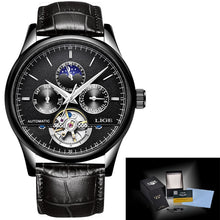 Load image into Gallery viewer, Relogio Masculin LIGE New Mens Watches Top Brand Luxury Automatic Mechanical Watch Men Leather Waterproof Watch Week Clock+Boxo
