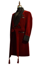 Load image into Gallery viewer, Men Maroon Smoking Jacket Dinner Party Wear Long Coat - TrendsfashionIN
