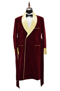 Men Maroon Smoking Jacket Party Wear Long Coat