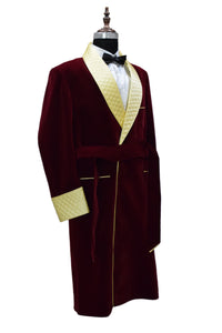Men Maroon Smoking Jacket Party Wear Long Coat