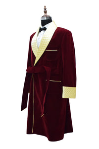 Men Maroon Smoking Jacket Party Wear Long Coat