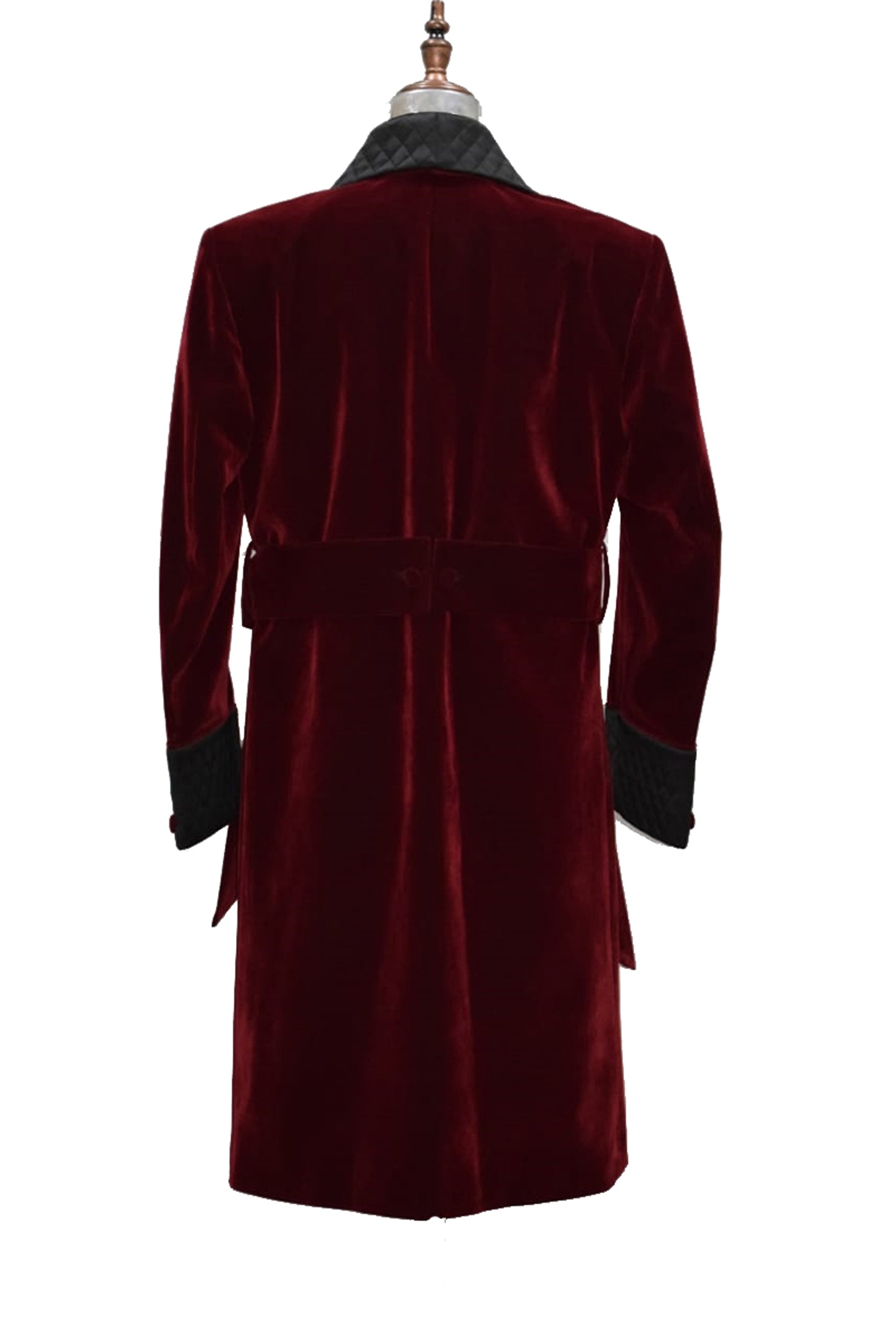 Men Maroon Smoking Jacket Wedding Party Wear Long Coat - TrendsfashionIN