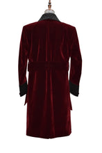Load image into Gallery viewer, Men Maroon Smoking Jacket Wedding Party Wear Long Coat - TrendsfashionIN
