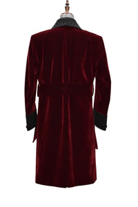 Men Maroon Smoking Jacket Wedding Party Wear Long Coat - TrendsfashionIN
