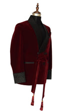 Load image into Gallery viewer, Men Maroon Smoking Jacket Dinner Party Wear Coat - TrendsfashionIN

