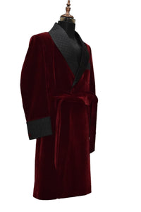 Men Maroon Smoking Jacket Wedding Party Wear Long Coat - TrendsfashionIN