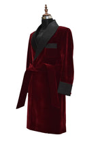 Load image into Gallery viewer, Men Maroon Smoking Jacket Wedding Party Wear Long Coat - TrendsfashionIN
