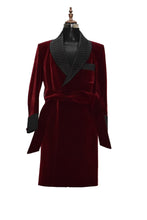 Load image into Gallery viewer, Men Maroon Smoking Jacket Wedding Party Wear Long Coat - TrendsfashionIN
