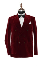 Load image into Gallery viewer, Men Maroon Smoking Jacket Dinner Party Wear Coat - TrendsfashionIN
